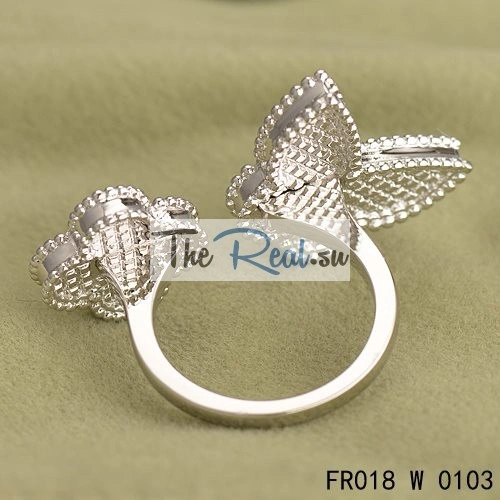 Van Cleef Arpels Luck Alhambra Between The Finger Ring White Gold Turquoise With Mother Of Pearl