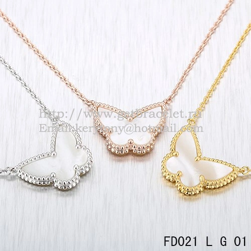 Van Cleef Arpels Lucky Alhambra Butterfly Pendant Yellow Gold With White Mother Of Pearl
