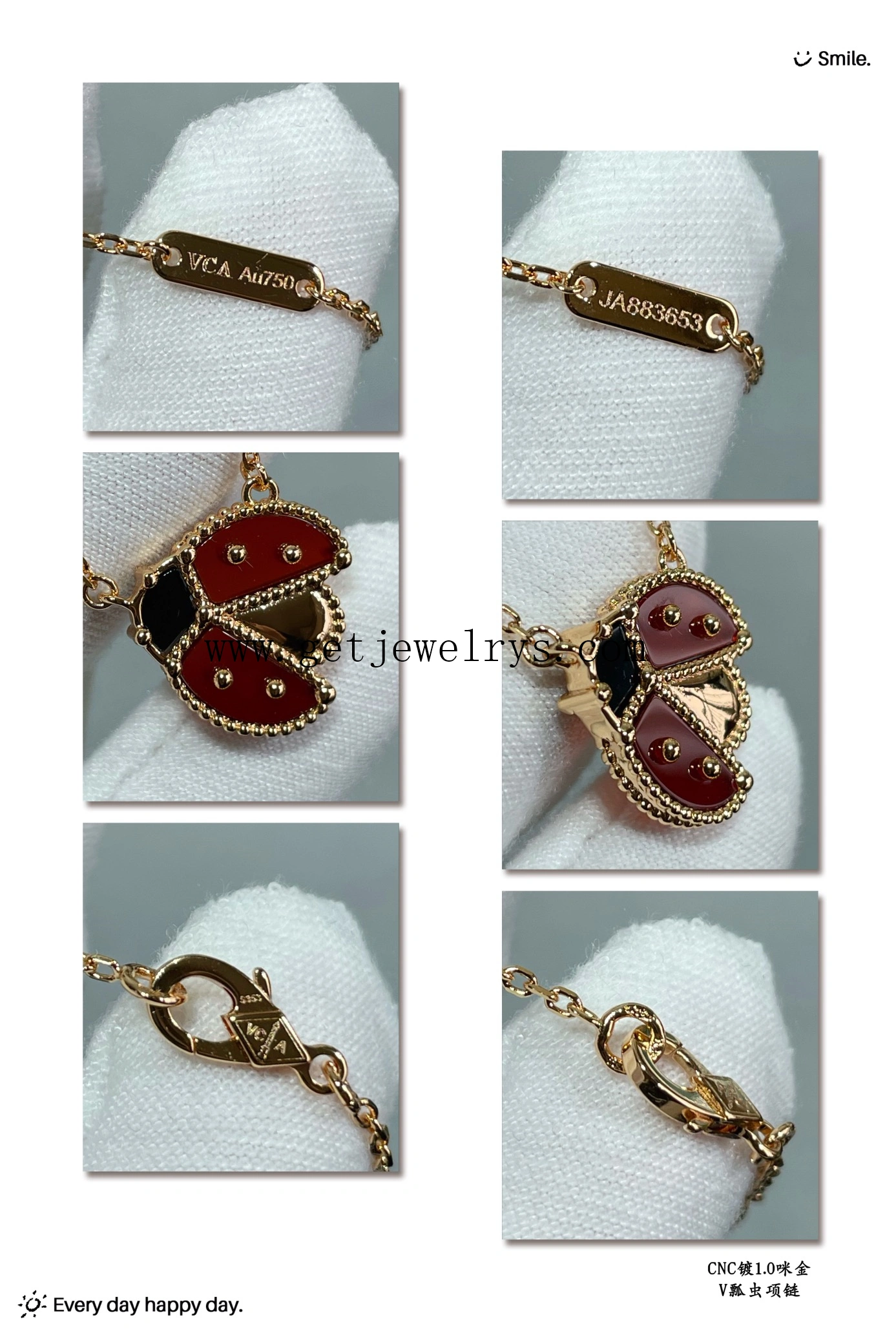 Van Cleef Arpels Lucky Spring Open Wings Ladybug Pendant Carnelian and Onyx Rose Gold