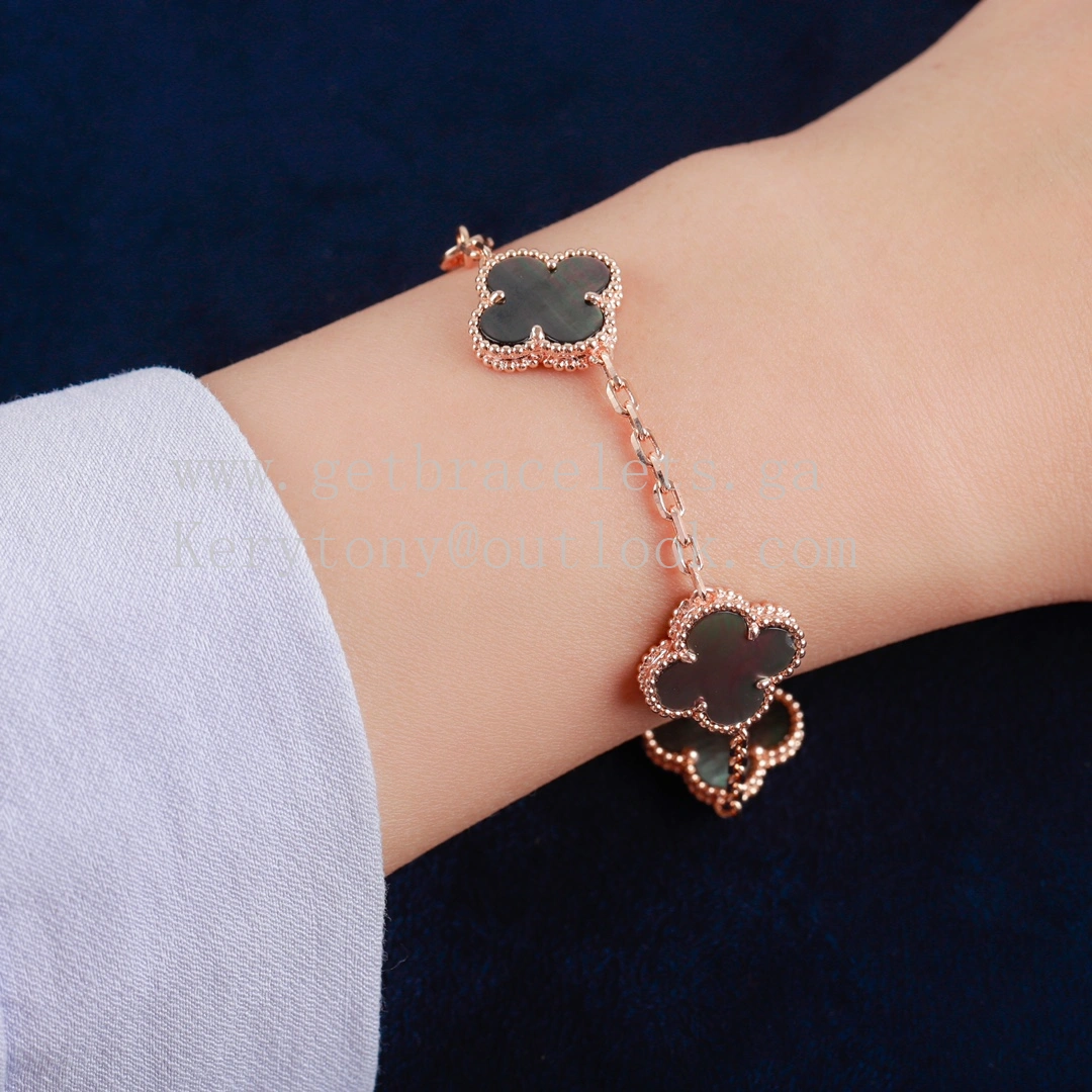 Van Cleef Arpels Magic Alhambra Bracelet 5 Motifs Gray Mother-of-pearl Rose Gold