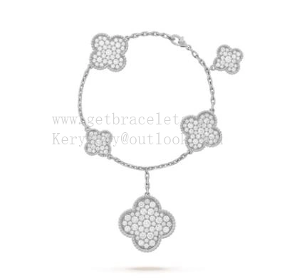 Van Cleef Arpels Magic Alhambra Bracelet 5 Motifs White Gold with Diamonds