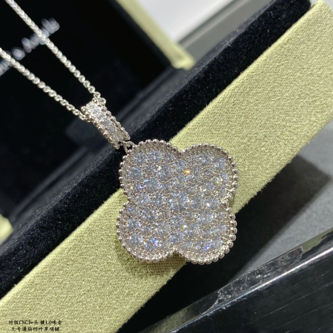Van Cleef Arpels Magic Alhambra Long Necklace White Gold Rose Gold with Pave Diamonds