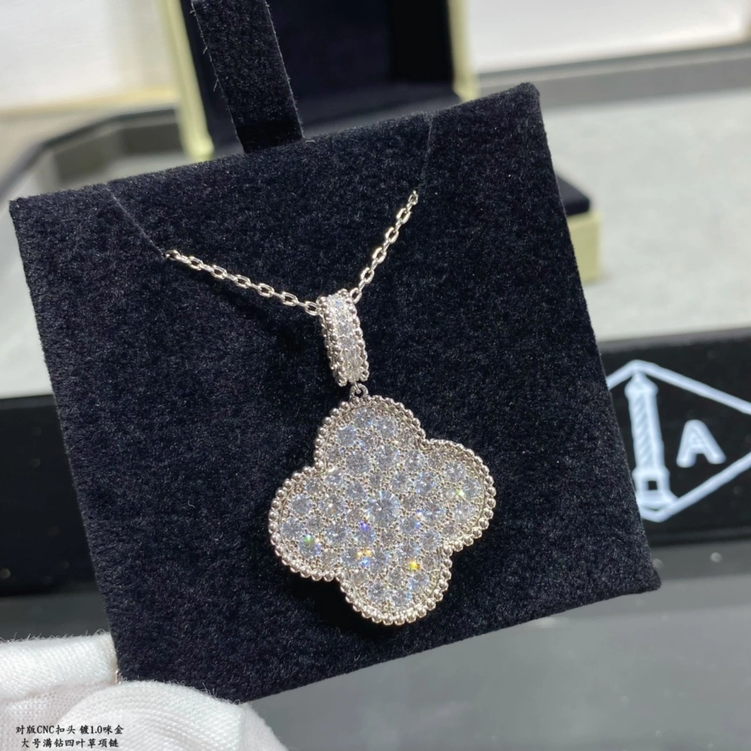 Van Cleef Arpels Magic Alhambra Long Necklace White Gold Rose Gold with Pave Diamonds