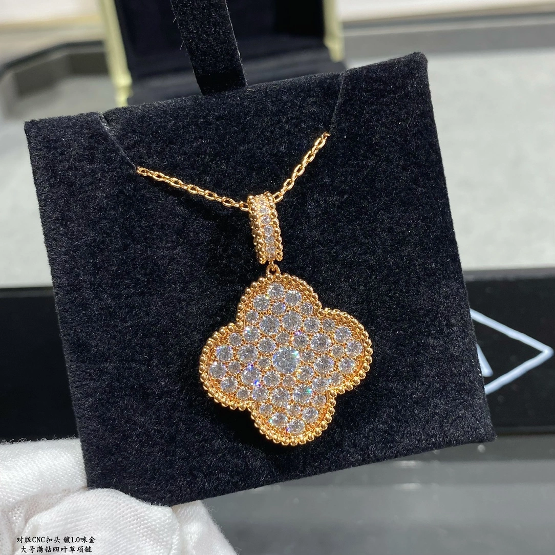 Van Cleef Arpels Magic Alhambra Long Necklace White Gold Rose Gold with Pave Diamonds