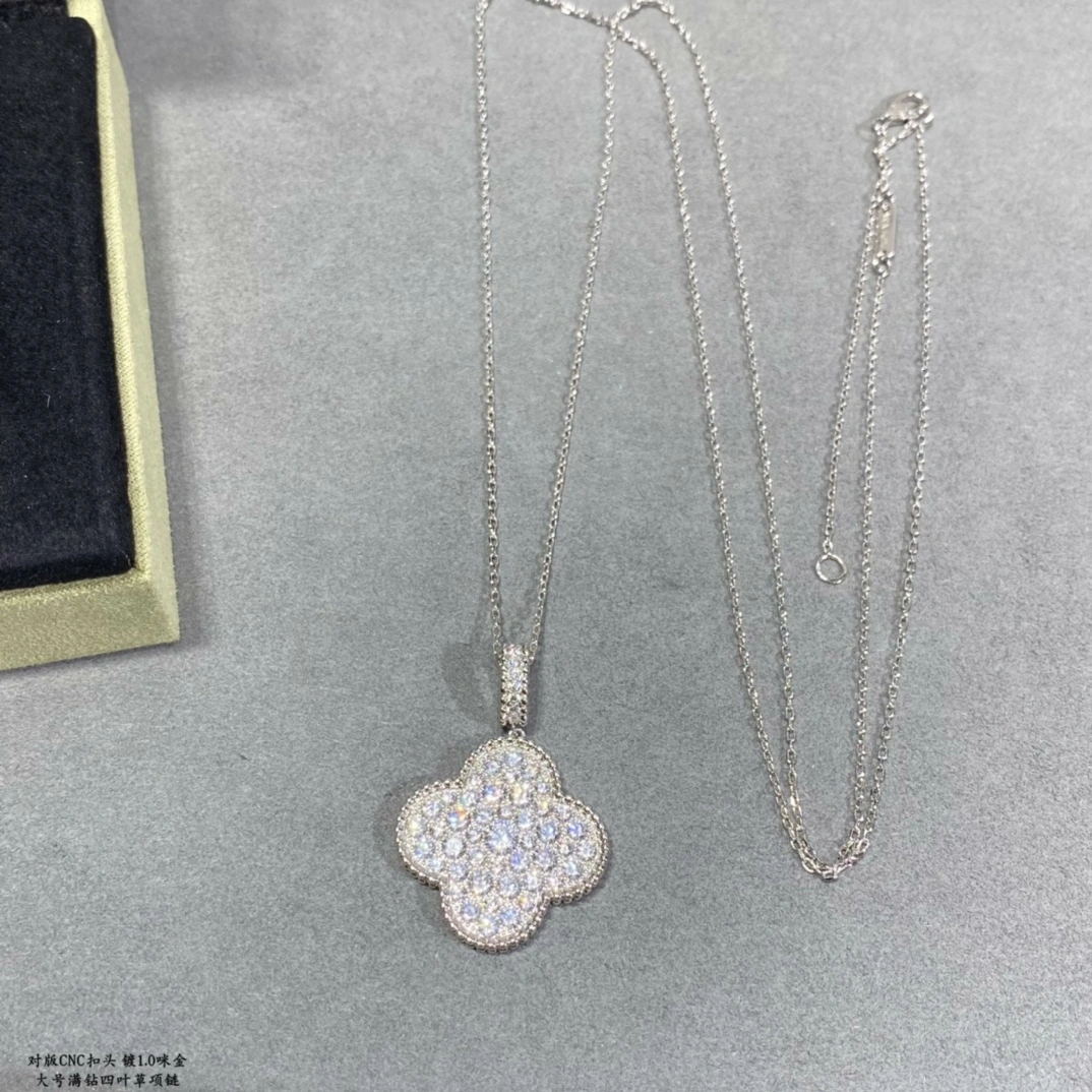 Van Cleef Arpels Magic Alhambra Long Necklace White Gold Rose Gold with Pave Diamonds