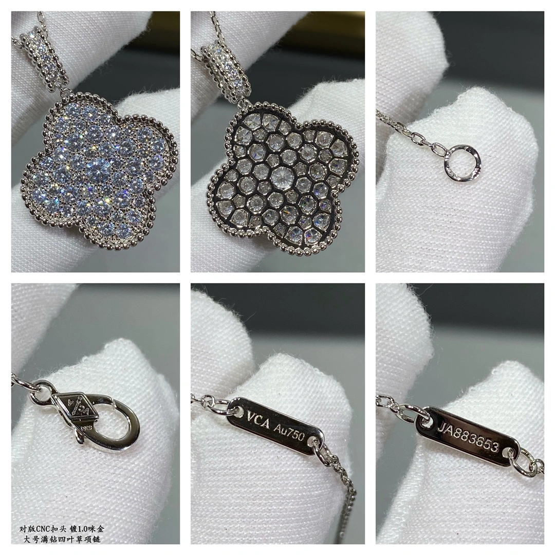 Van Cleef Arpels Magic Alhambra Long Necklace White Gold Rose Gold with Pave Diamonds