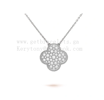 Van Cleef Arpels Magic Alhambra Pendant White Gold with Pave Diamonds