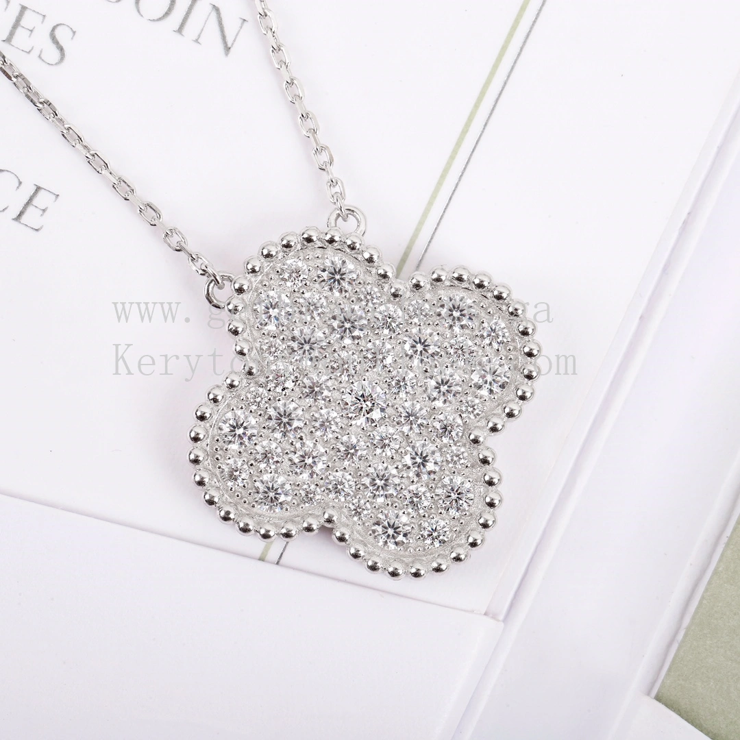 Van Cleef Arpels Magic Alhambra Pendant White Gold with Pave Diamonds