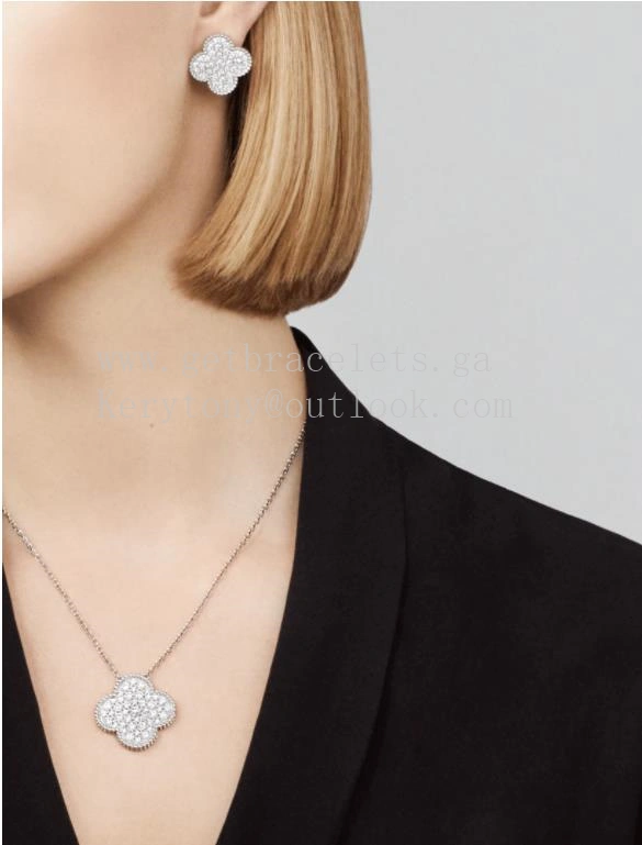 Van Cleef Arpels Magic Alhambra Pendant White Gold with Pave Diamonds