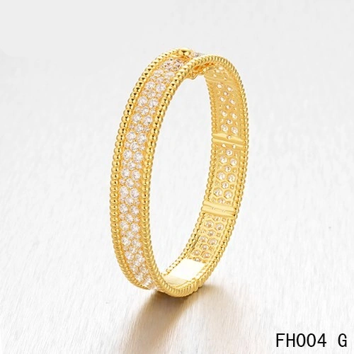 Van Cleef Arpels Perlee Bracelet with Diamonds Yellow Gold-Medium Model
