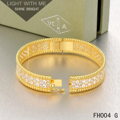 Van Cleef Arpels Perlee Bracelet with Diamonds Yellow Gold-Medium Model