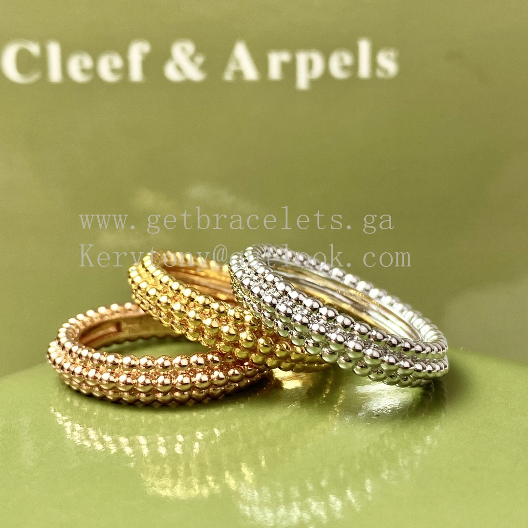 Van Cleef Arpels Perlee Pearls Ring 3 Rows Yellow Gold Rose Gold White Gold