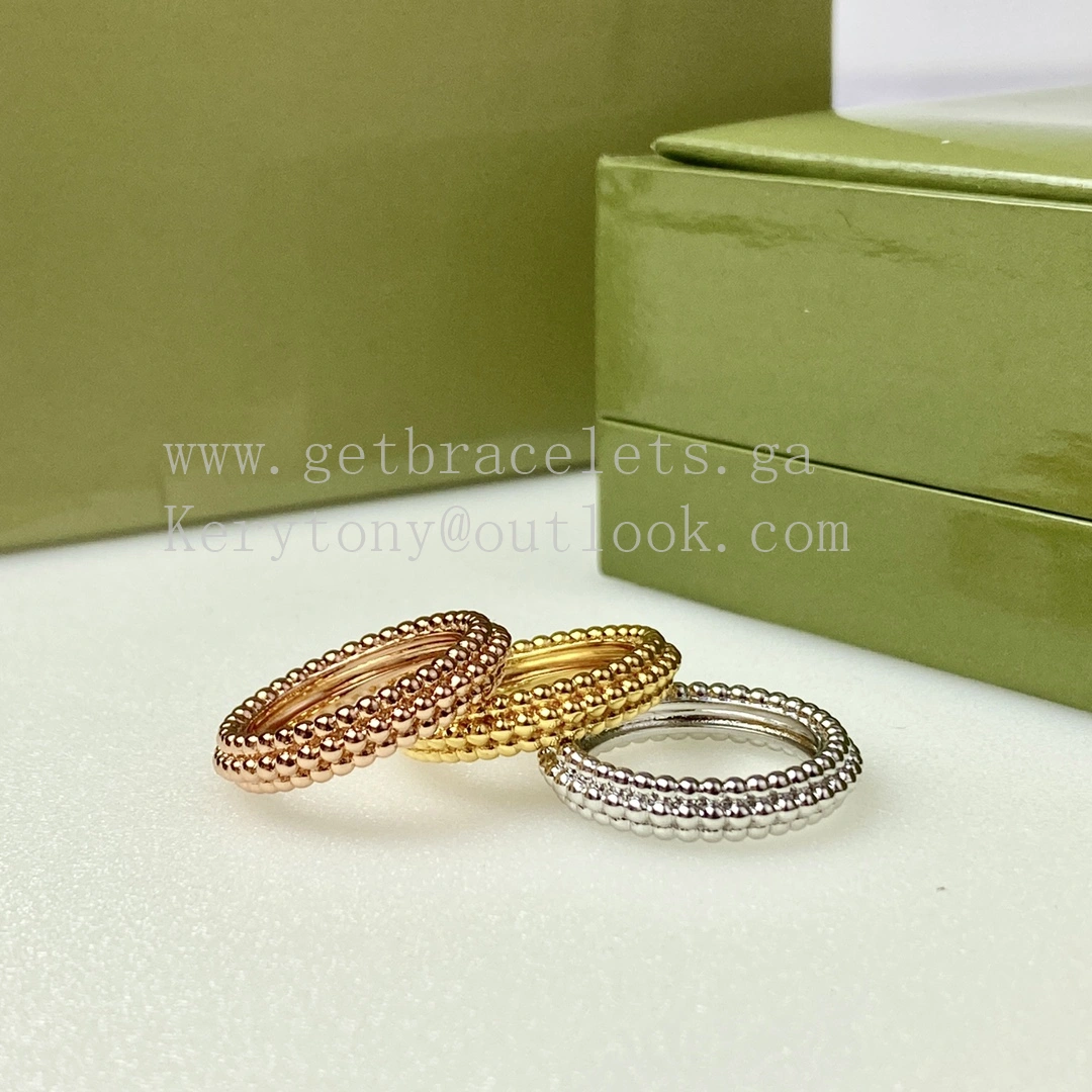 Van Cleef Arpels Perlee Pearls Ring 3 Rows Yellow Gold Rose Gold White Gold