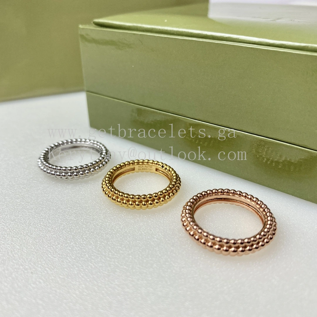 Van Cleef Arpels Perlee Pearls Ring 3 Rows Yellow Gold Rose Gold White Gold