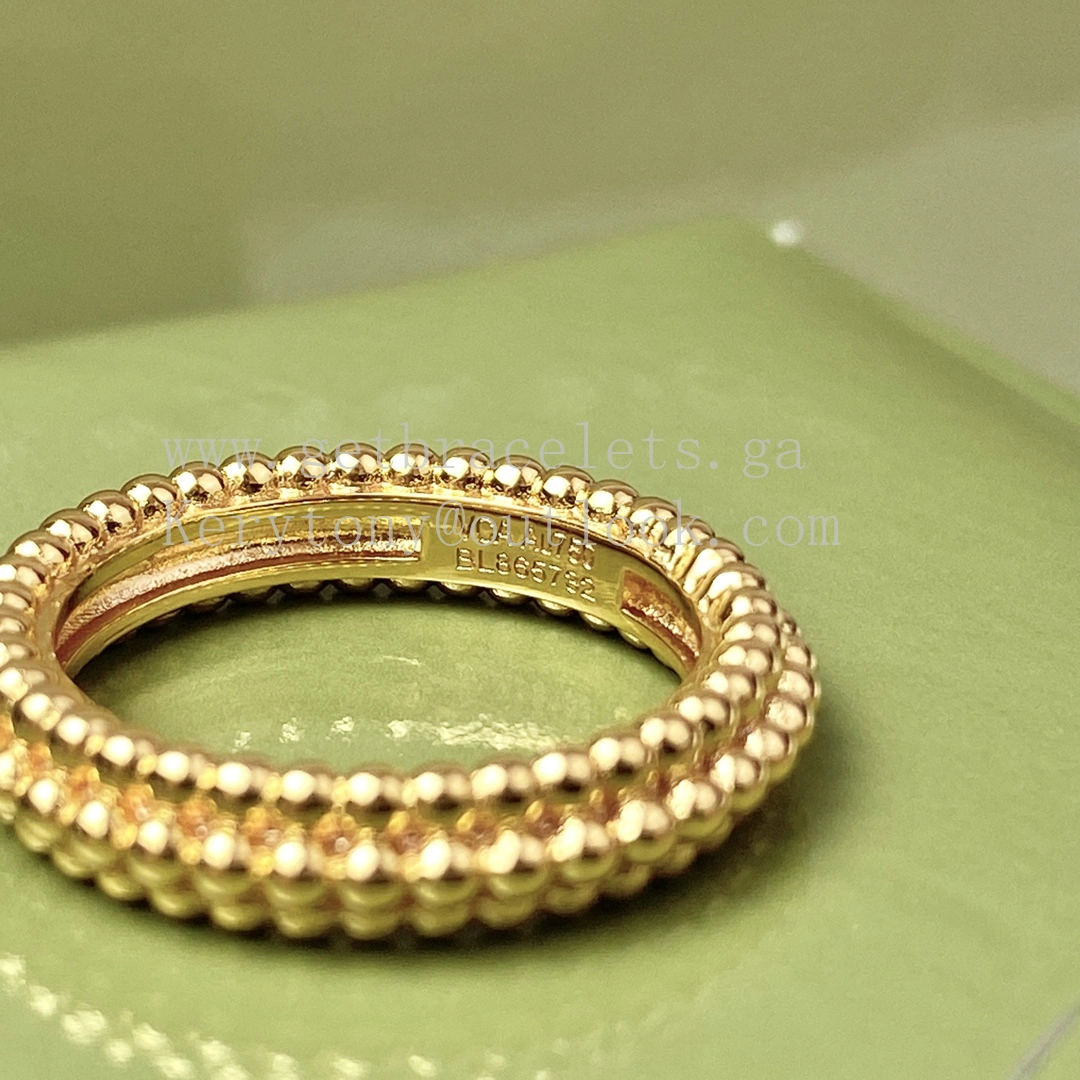 Van Cleef Arpels Perlee Pearls Ring 3 Rows Yellow Gold Rose Gold White Gold