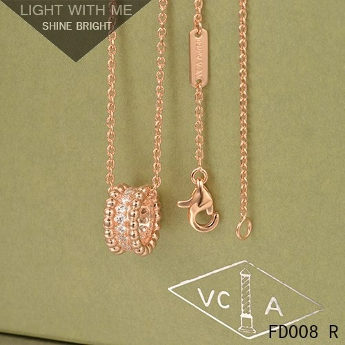Van Cleef Arpels Perlee Pendant in Pink Gold with Diamonds 3 Rows
