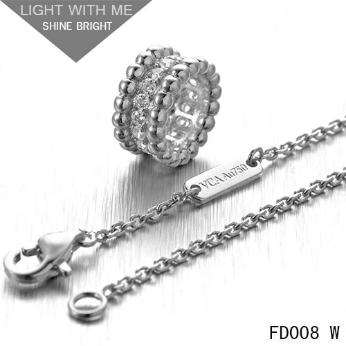 Van Cleef Arpels Perlee Pendant in White Gold with Diamonds 3 Rows