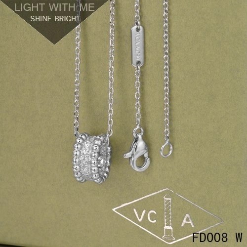 Van Cleef Arpels Perlee Pendant in White Gold with Diamonds 3 Rows