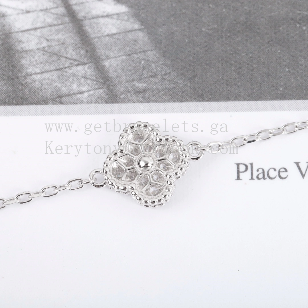 Van Cleef Arpels Sweet Alhambra Bracelet 6 Motifs Rose Gold With Pave Diamonds