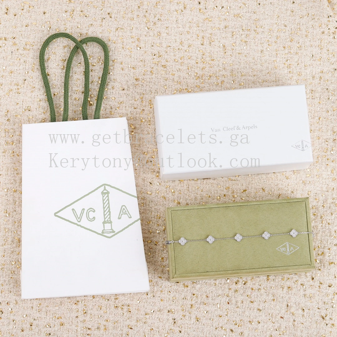 Van Cleef Arpels Sweet Alhambra Bracelet 6 Motifs Rose Gold With Pave Diamonds