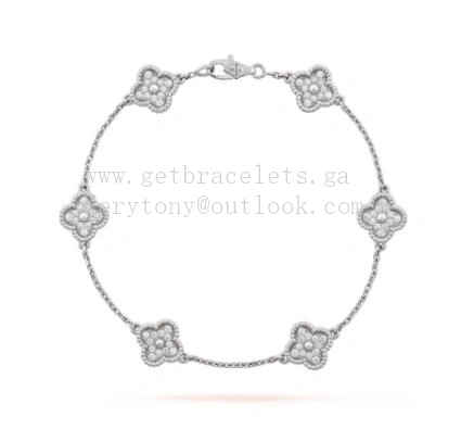 Van Cleef Arpels Sweet Alhambra Bracelet 6 Motifs White Gold With Pave Diamonds