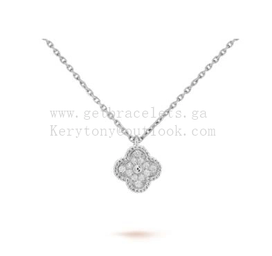 Van Cleef Arpels Sweet Alhambra Pendant White Gold With Pave Diamonds