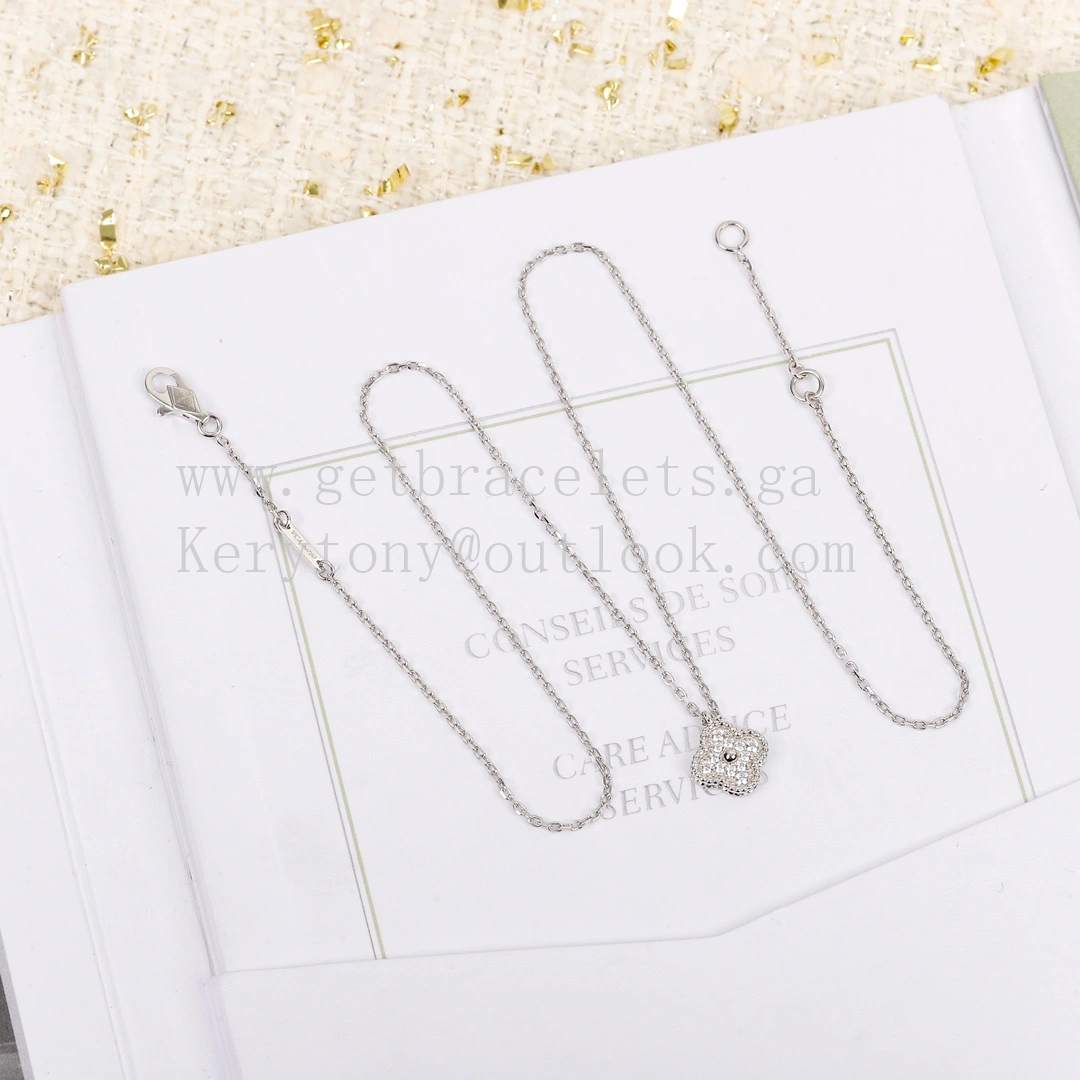 Van Cleef Arpels Sweet Alhambra Pendant White Gold With Pave Diamonds