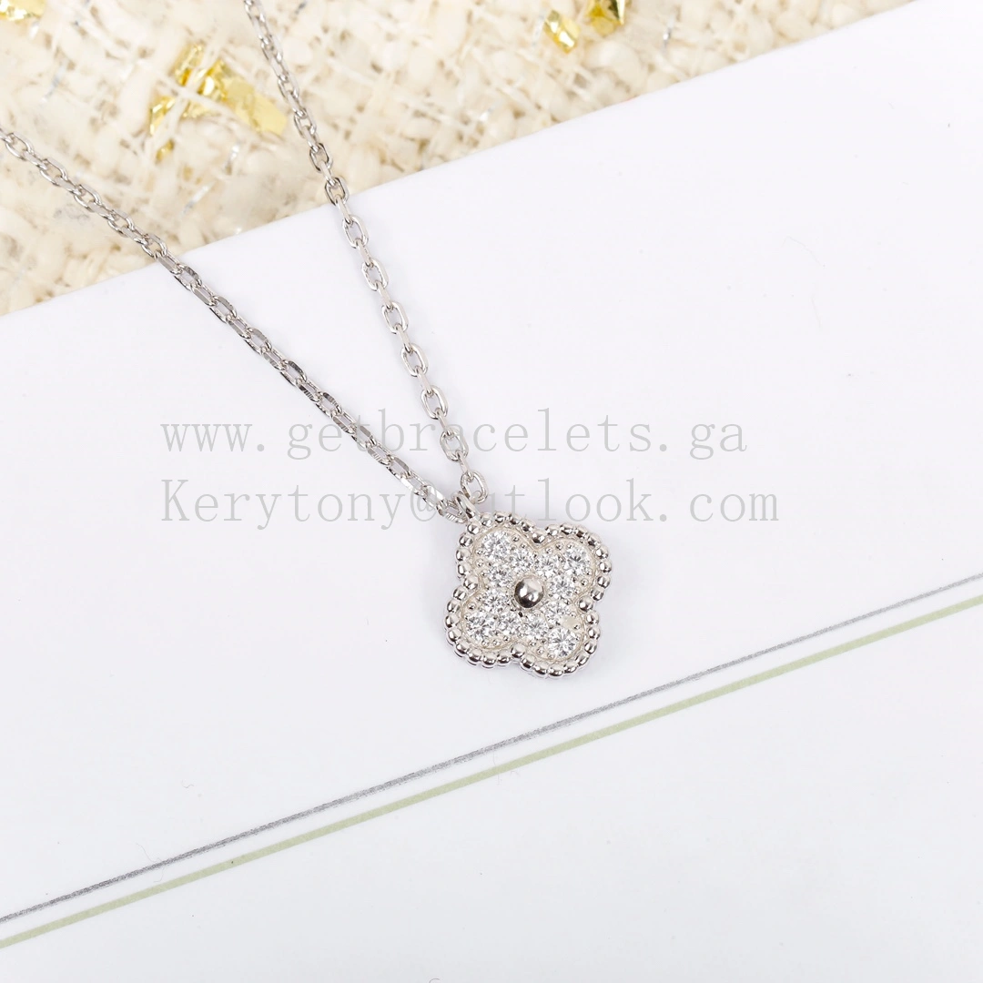 Van Cleef Arpels Sweet Alhambra Pendant White Gold With Pave Diamonds