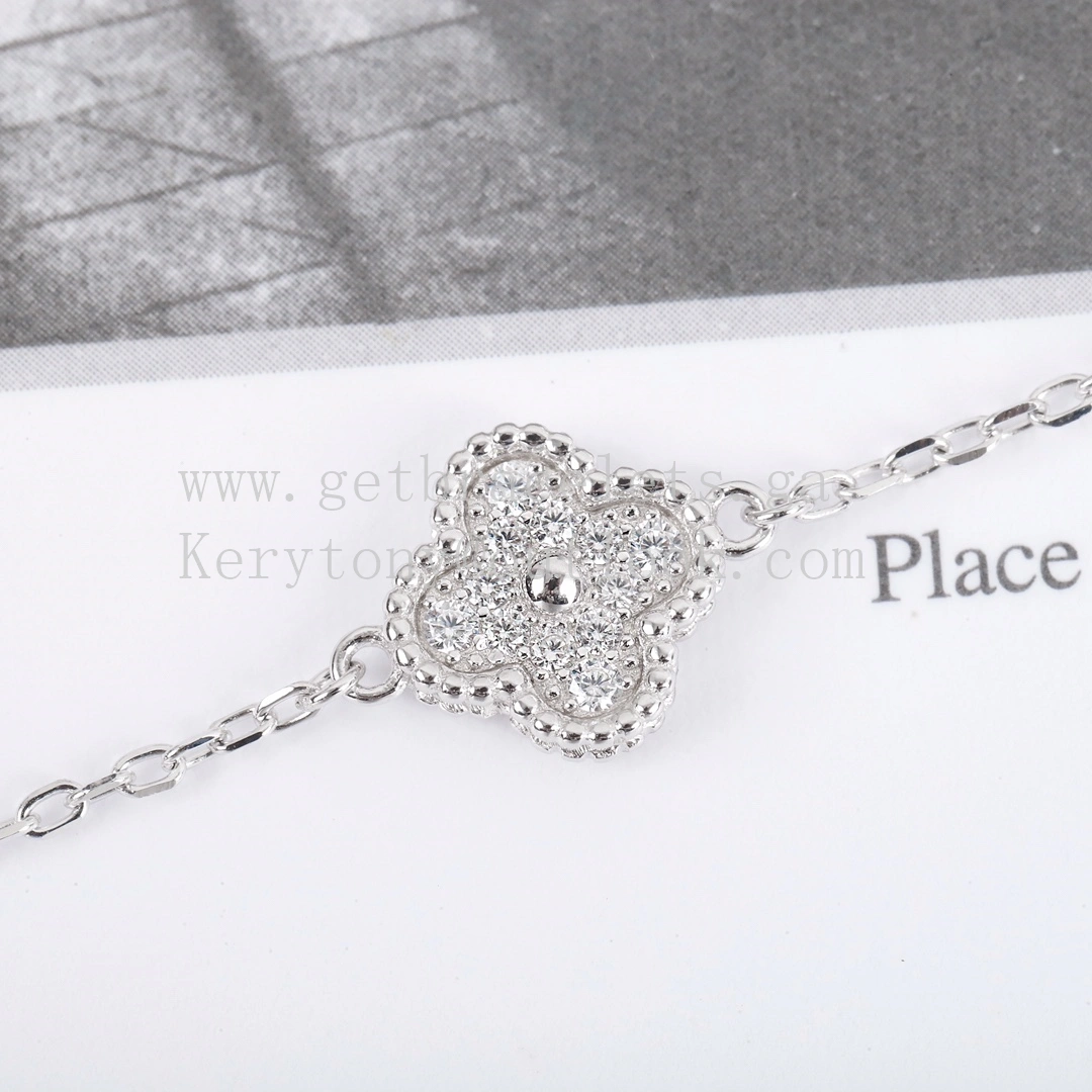 Van Cleef Arpels Sweet Alhambra Pendant White Gold With Pave Diamonds