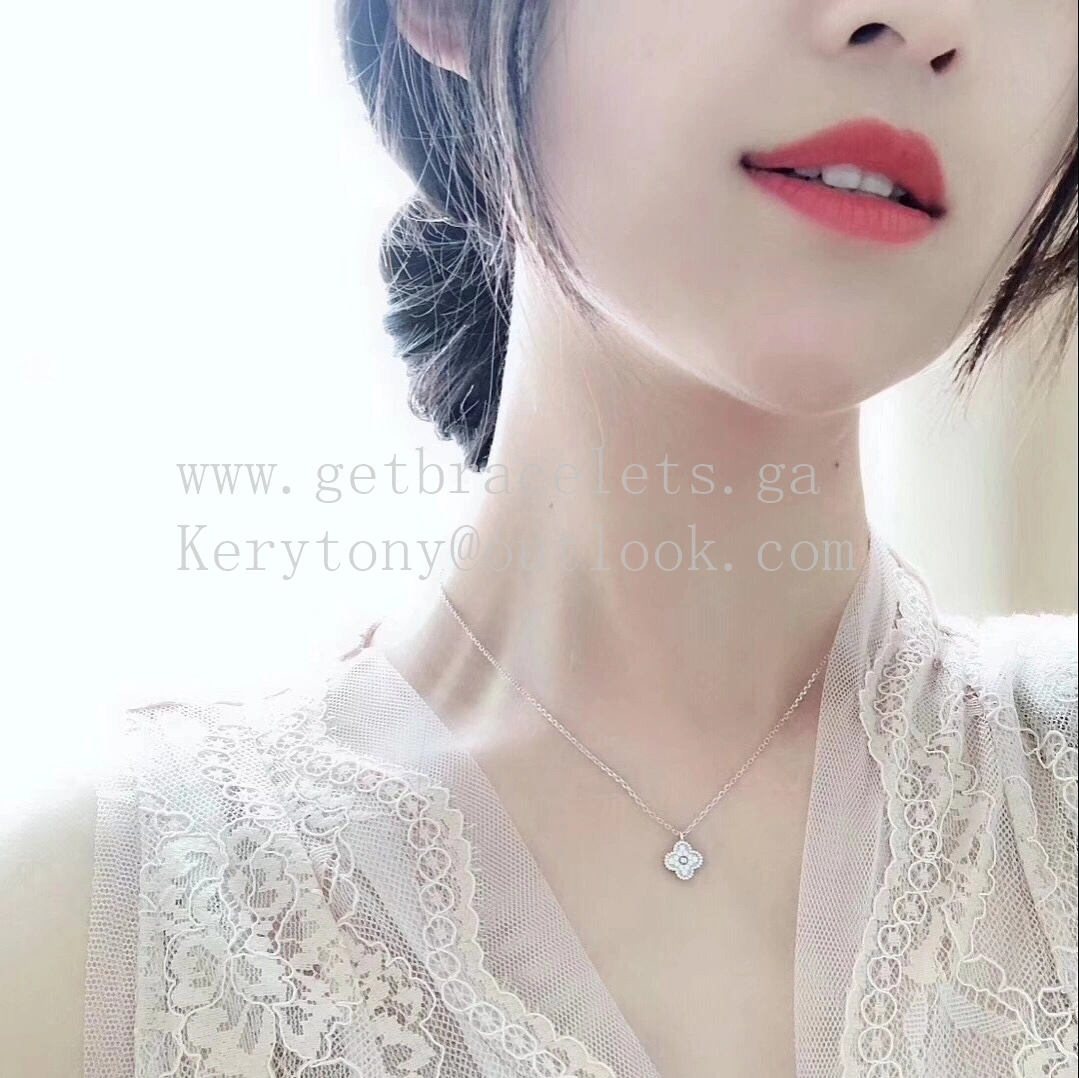 Van Cleef Arpels Sweet Alhambra Pendant White Gold With Pave Diamonds