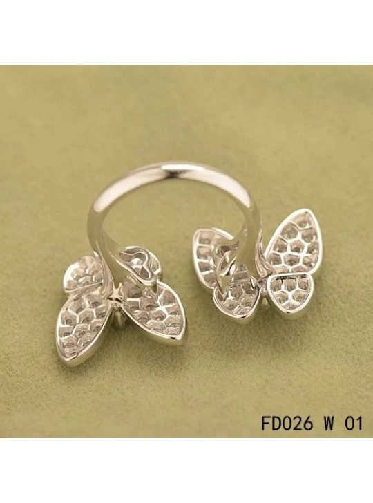 Van Cleef Arpels Two Butterfly Between The Finger Ring White Gold Diamonds
