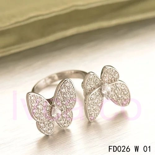 Van Cleef Arpels Two Butterfly Between The Finger Ring White Gold Diamonds