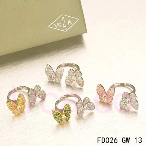 Van Cleef Arpels Two Butterfly Between The Finger Ring White Gold Diamonds