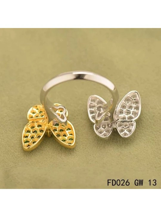 Van Cleef Arpels Two Butterfly Between The Finger Ring Yellow Gold Tsavorite Garnets