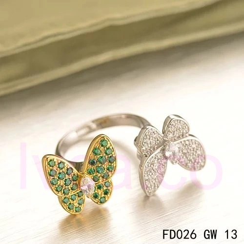 Van Cleef Arpels Two Butterfly Between The Finger Ring Yellow Gold Tsavorite Garnets