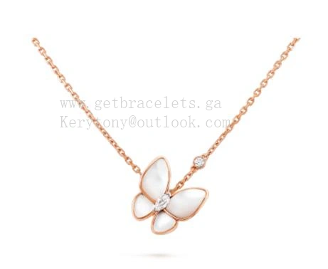 Van Cleef Arpels Two Butterfly Pendant Mother-of-pearl With Diamond Yellow Gold White Gold Rose Gold