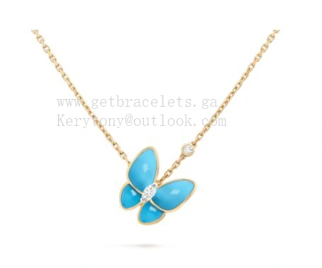 Van Cleef Arpels Two Butterfly Pendant Yellow Gold With Diamonds