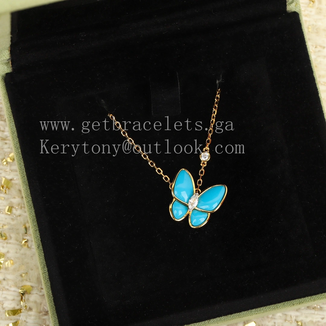 Van Cleef Arpels Two Butterfly Pendant Yellow Gold With Diamonds