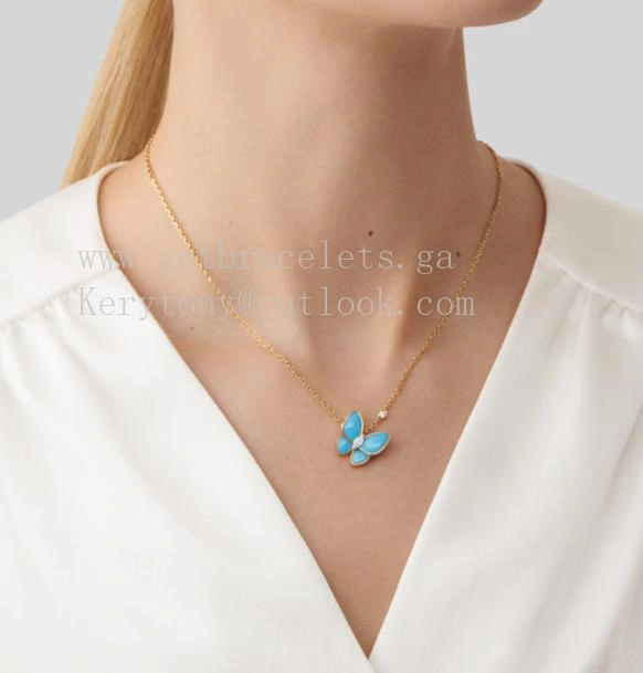 Van Cleef Arpels Two Butterfly Pendant Yellow Gold With Diamonds