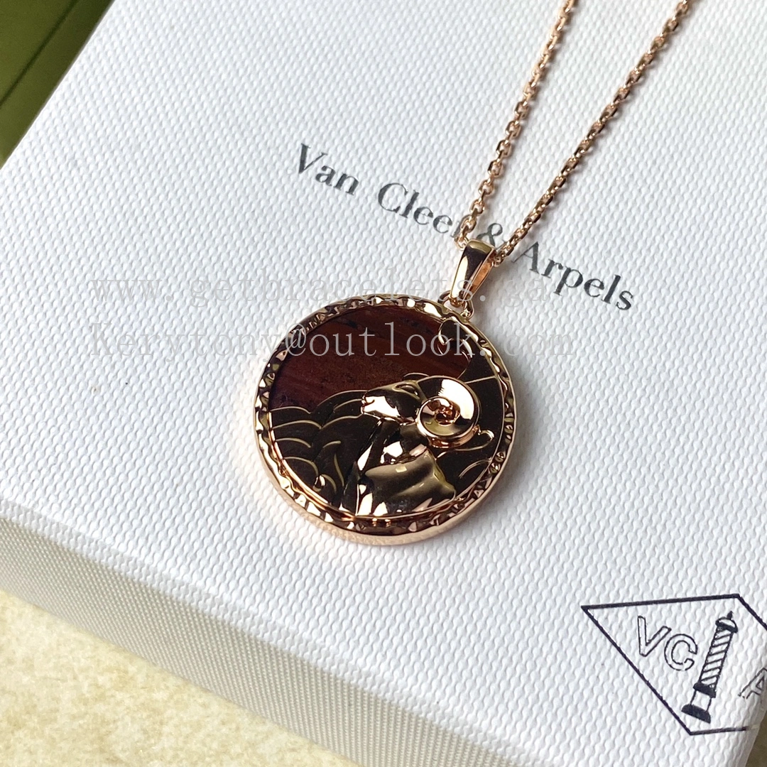 Van Cleef Arpels Zodiaque Long Necklace Arietis (Aries) Rose Gold Iron Eye