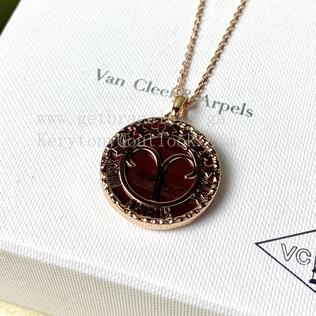 Van Cleef Arpels Zodiaque Long Necklace Arietis (Aries) Rose Gold Iron Eye