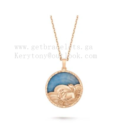 Van Cleef Arpels Zodiaque Long Necklace Cancri (Cancer) Rose Gold Quartz