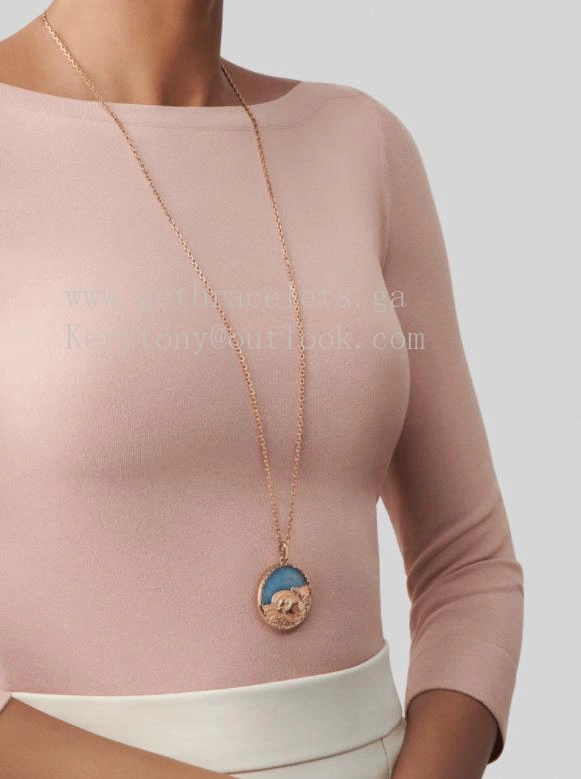 Van Cleef Arpels Zodiaque Long Necklace Cancri (Cancer) Rose Gold Quartz