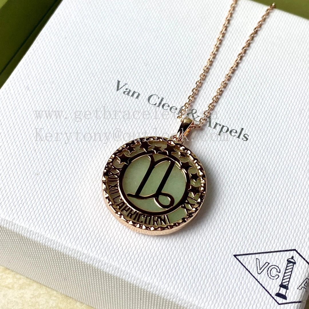 Van Cleef Arpels Zodiaque Long Necklace Capricorni (Capricorn) Rose Gold Amazonite