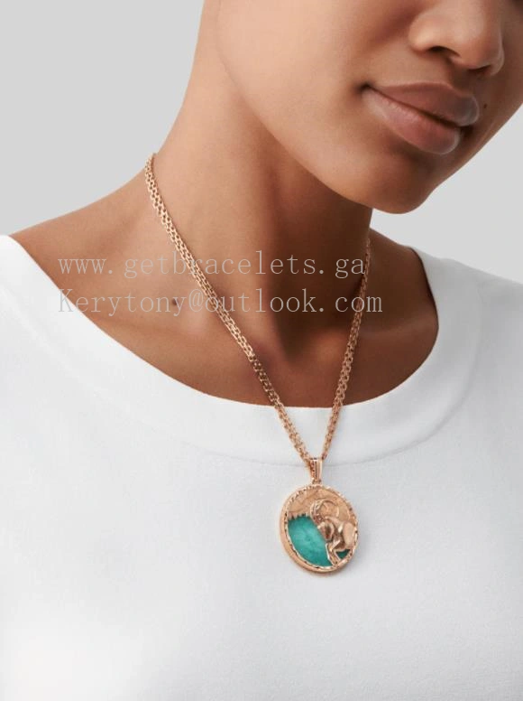 Van Cleef Arpels Zodiaque Long Necklace Capricorni (Capricorn) Rose Gold Amazonite