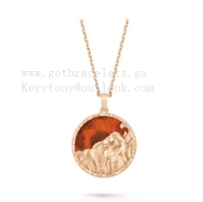 Van Cleef Arpels Zodiaque Long Necklace Leonis (Leo) Rose Gold Jasper