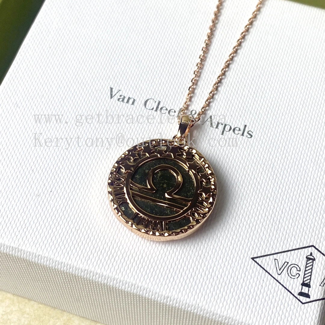 Van Cleef Arpels Zodiaque Long Necklace Librae (Libra) Rose Gold Obsidian
