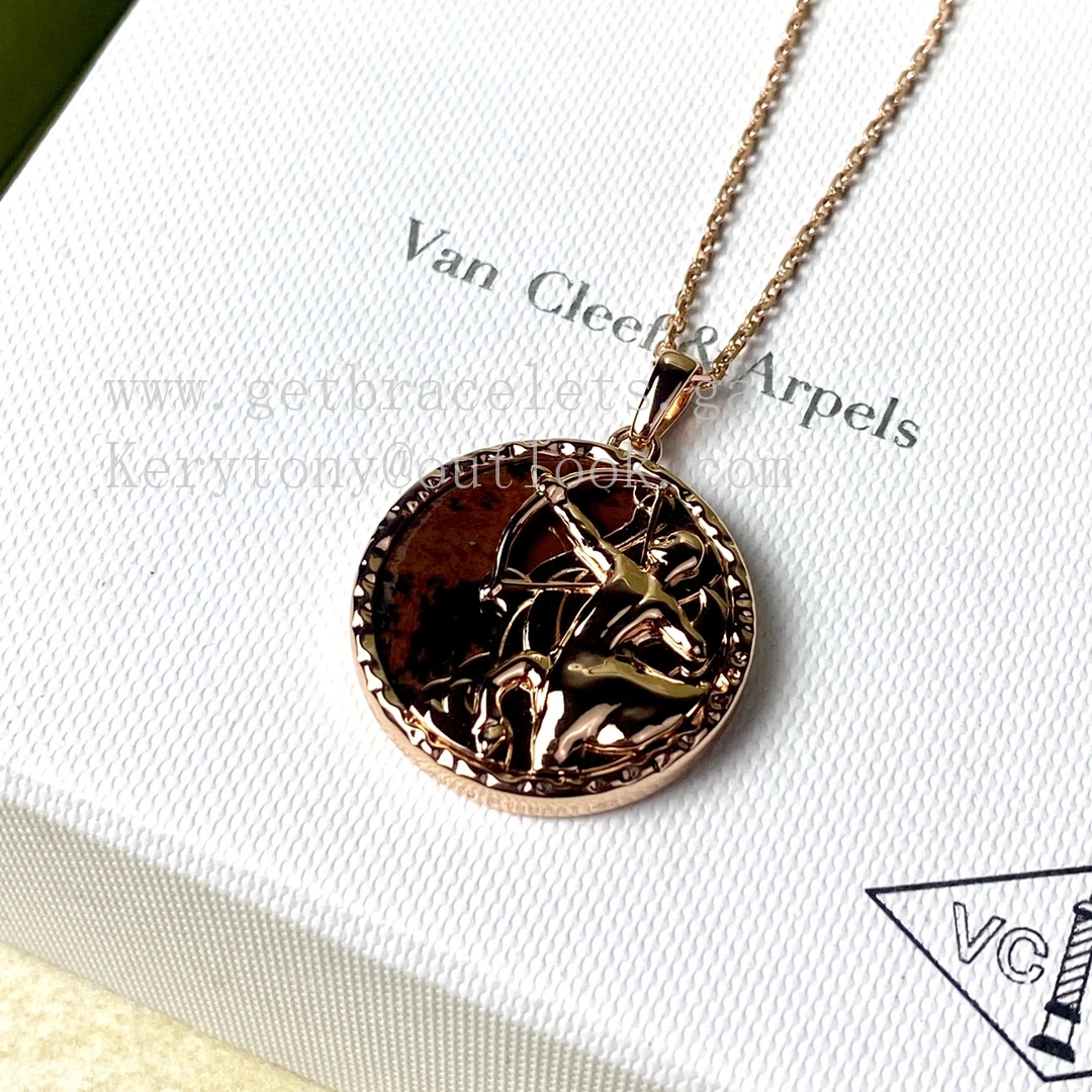 Van Cleef Arpels Zodiaque Long Necklace Sagittarii (Sagittarius) Rose Gold Pietersite