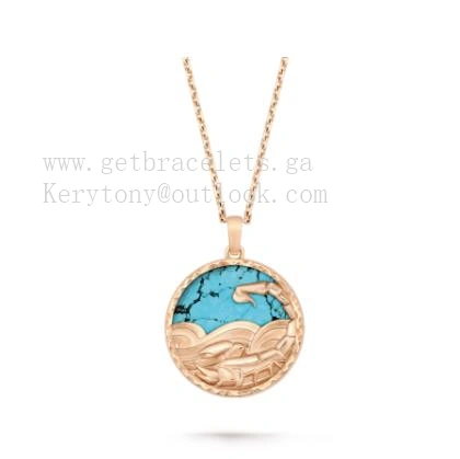 Van Cleef Arpels Zodiaque Long Necklace Scorpii (Scorpio) Rose Gold Turquoise