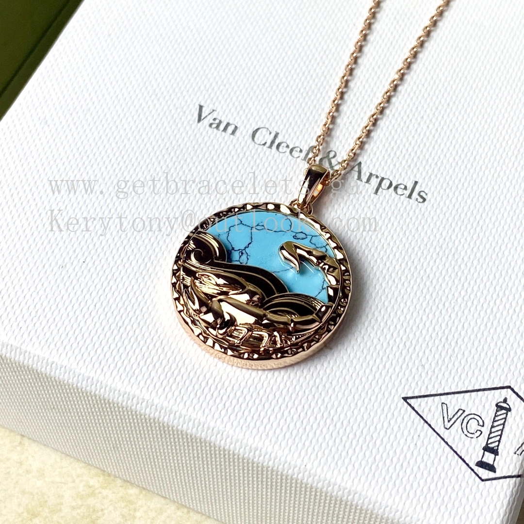 Van Cleef Arpels Zodiaque Long Necklace Scorpii (Scorpio) Rose Gold Turquoise